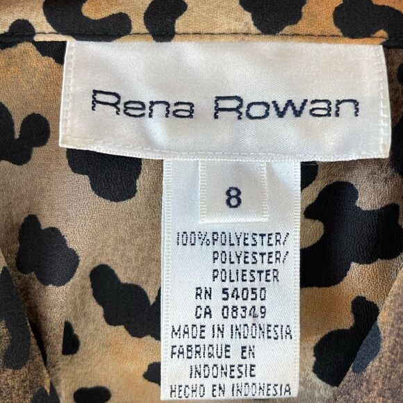 Vintage Rena Rowan Cheetah Button Down Shirt Size 8 EUC - Picture 6 of 6